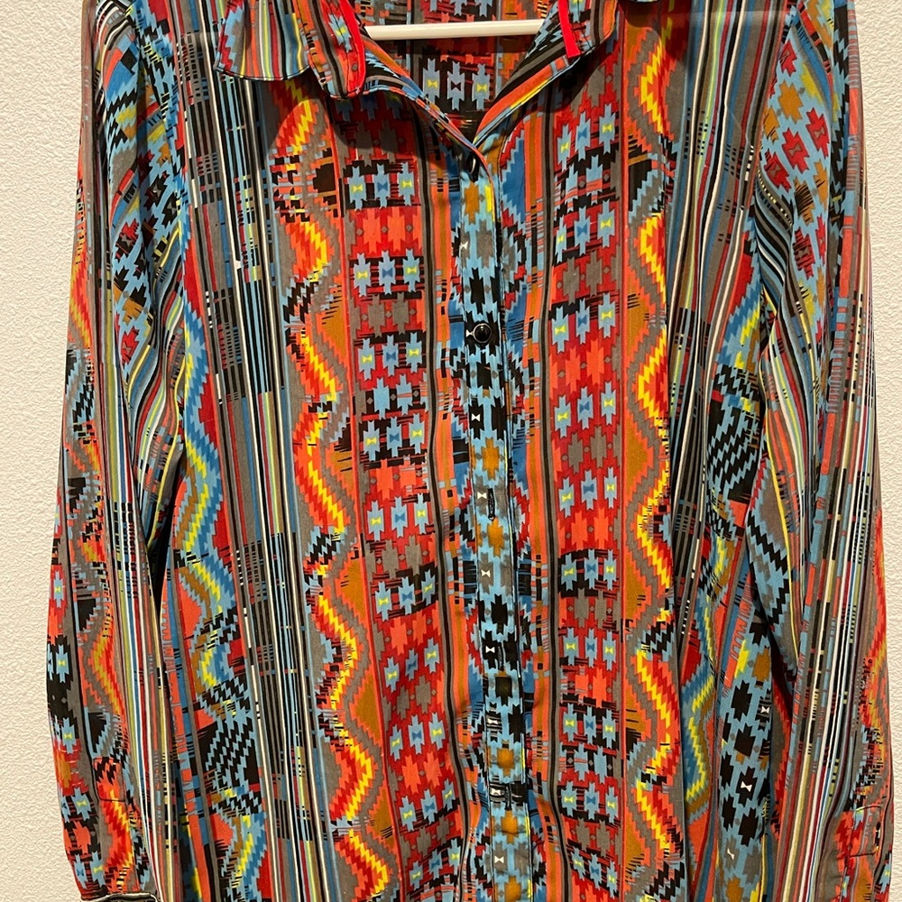 Sheer Aztec Print Top - Picture 4 of 10